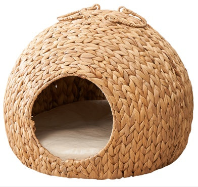 Woven Rattan Circular Small Pet Bed