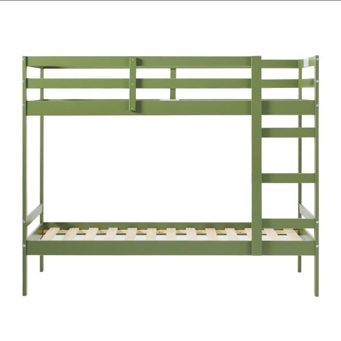 Modern Solid Wood Bunk Bed, Olive Green