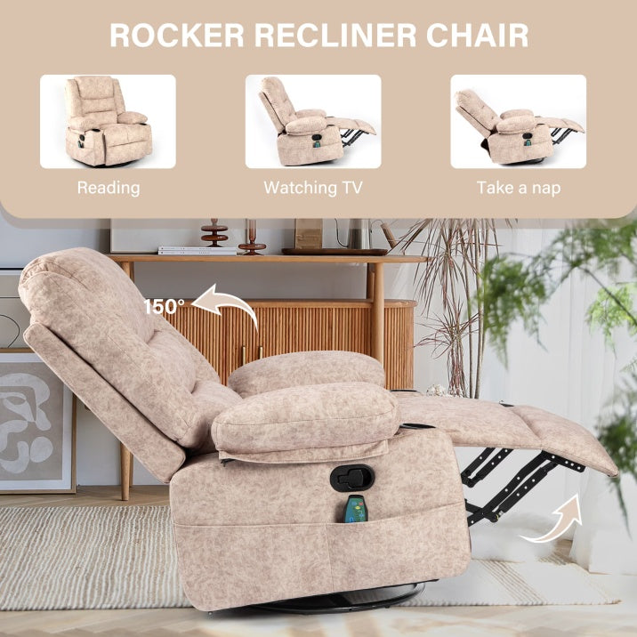 Swivel Lounger Recliner Chair With Massage And Heating