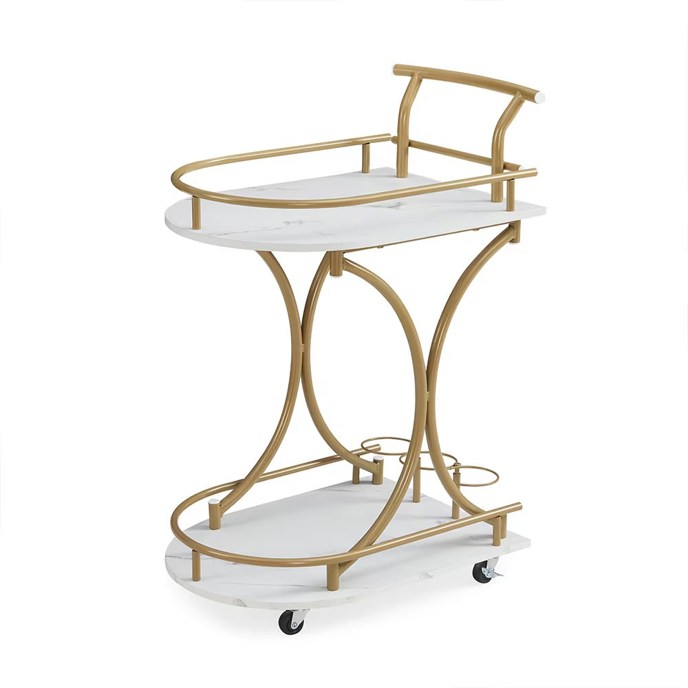 Stylish 2-Tier Bar Wine Cart