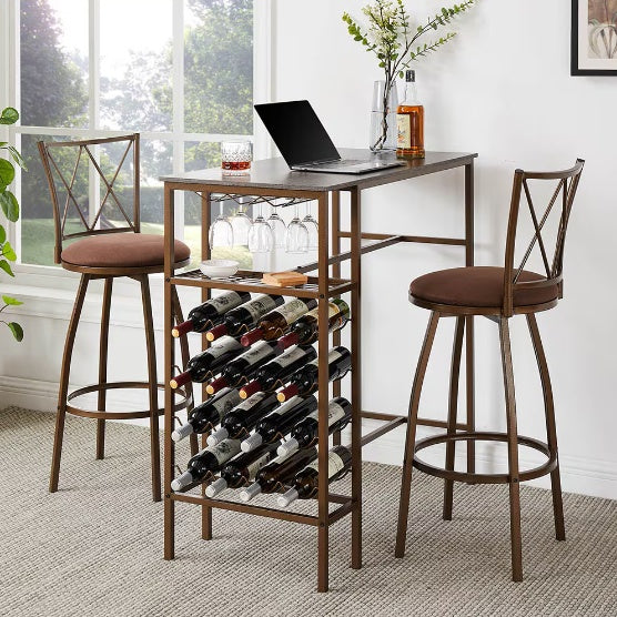 Set of 2 Metal Bar Stools