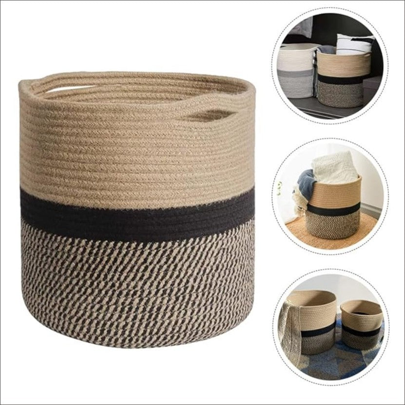 Woven Cotton Rope Storage Basket Home Office Decor