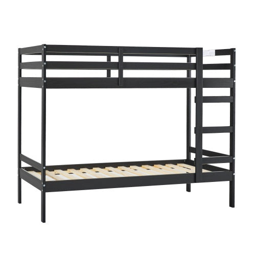 Solid Wood Twin Bunk Bed Black Child's bedroom Guest Room Home Furniture