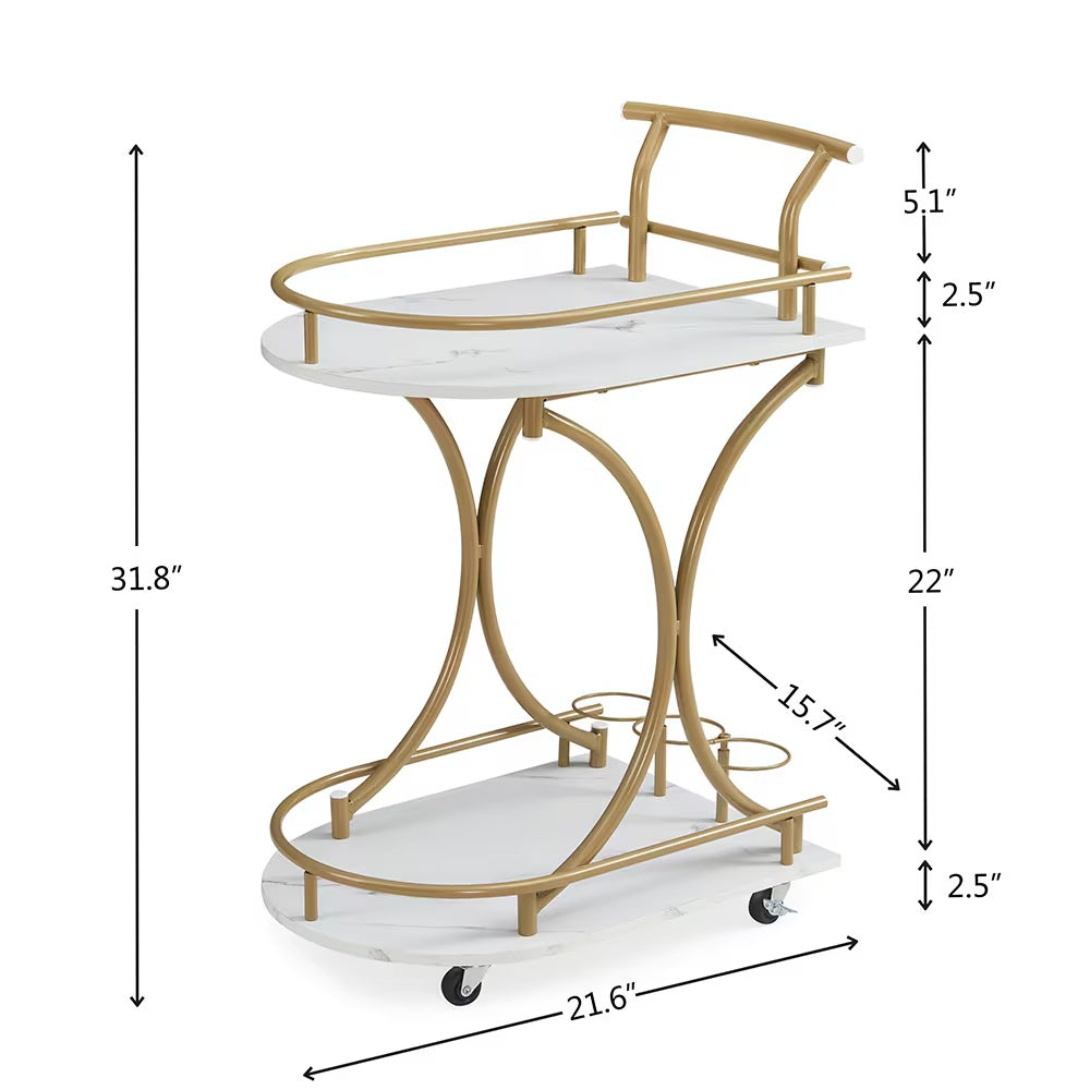 Stylish 2-Tier Bar Wine Cart