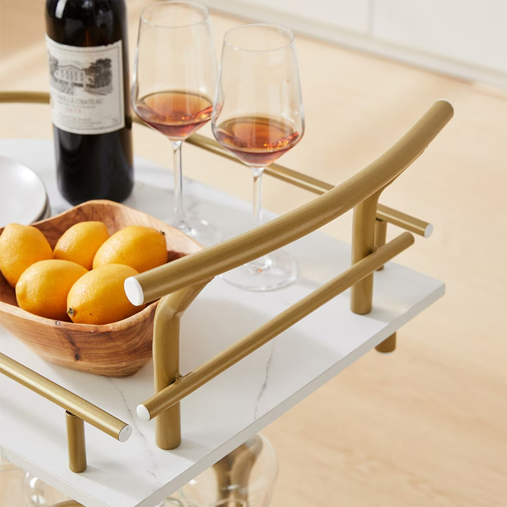 Stylish 2-Tier Bar Wine Cart