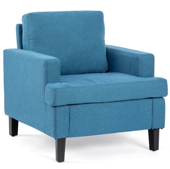 Square Accent Chair Blue Contemporary Livingroom Home Office Furniture