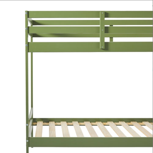 Modern Solid Wood Bunk Bed, Olive Green