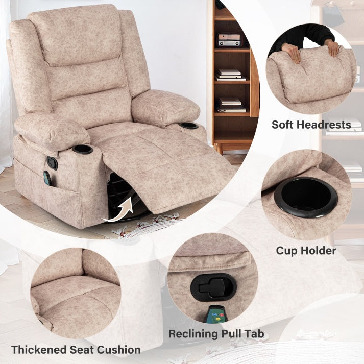 Swivel Lounger Recliner Chair With Massage And Heating