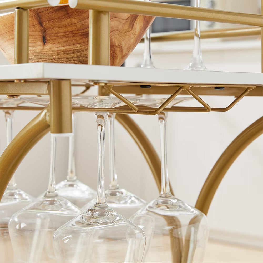 Stylish 2-Tier Bar Wine Cart