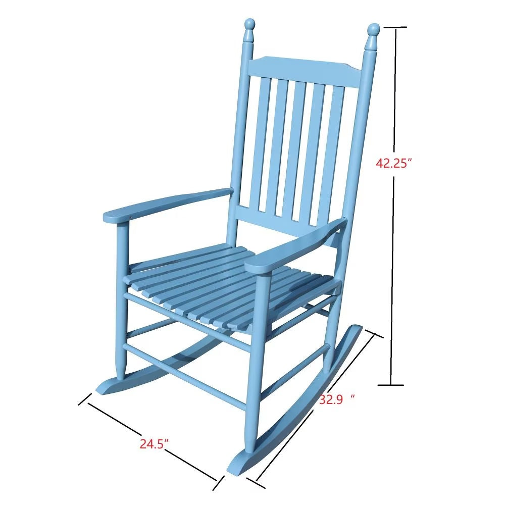 Classic Wooden Rocking Chair, Blue, Nursery, Bedroom, Porch Decor