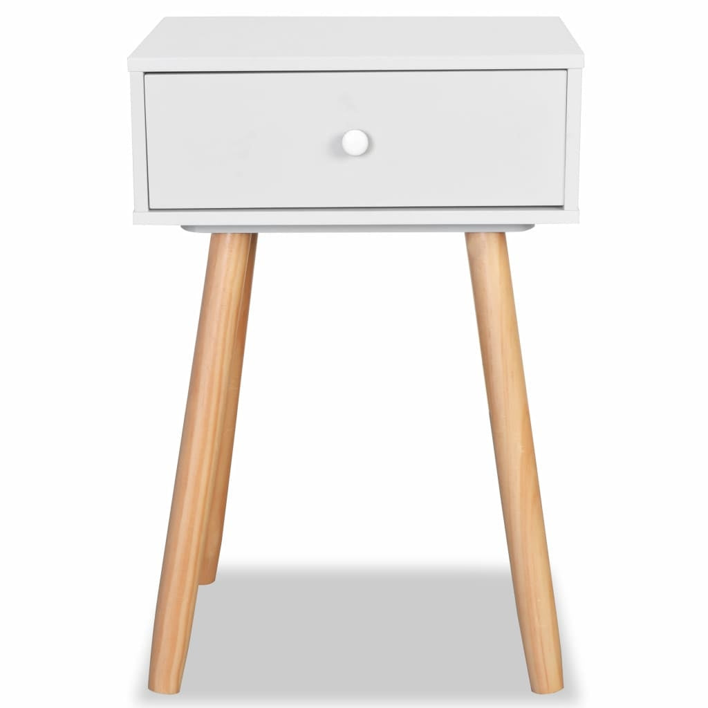 Set of 2 Wood Bedside Tables White Nightstand Table Bedroom Home Furniture