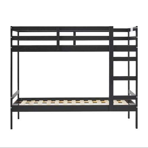 Solid Wood Twin Bunk Bed Black Child's bedroom Guest Room Home Furniture