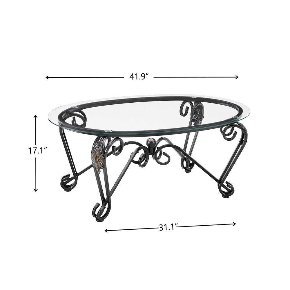 Tempered Glass Coffee Table Set Of 3, Oval Coffee Table, Round End Side Table Home Office