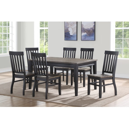 Charming Farmhouse Style 7pc Dining Set - Two-Tone Finish - Cottage Table Design, Schoolhouse Chairs