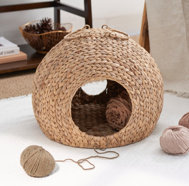 Woven Rattan Circular Small Pet Bed