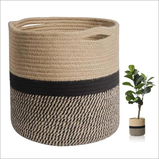 Woven Cotton Rope Storage Basket Home Office Decor