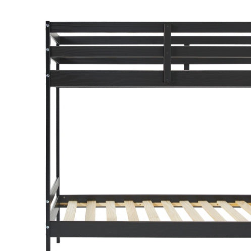 Solid Wood Twin Bunk Bed Black Child's bedroom Guest Room Home Furniture