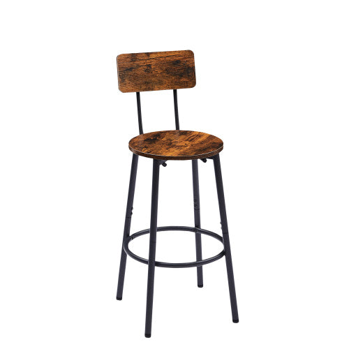 3 pc Rustic Bar Stool and Table Set Round Counter Height Wood and Metal