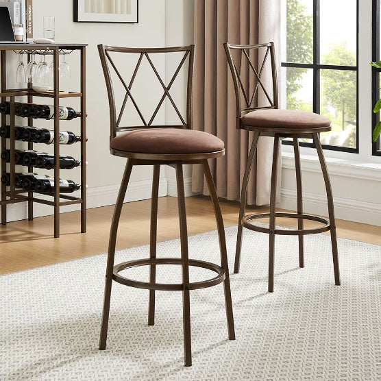 Set of 2 Metal Bar Stools