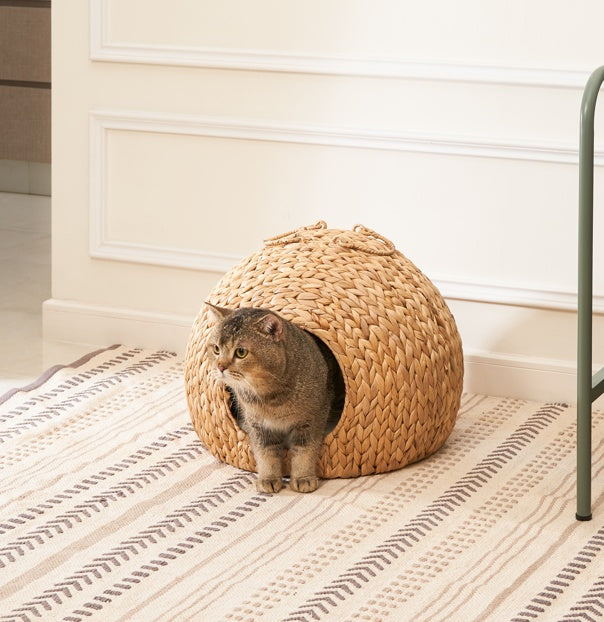 Woven Rattan Circular Small Pet Bed