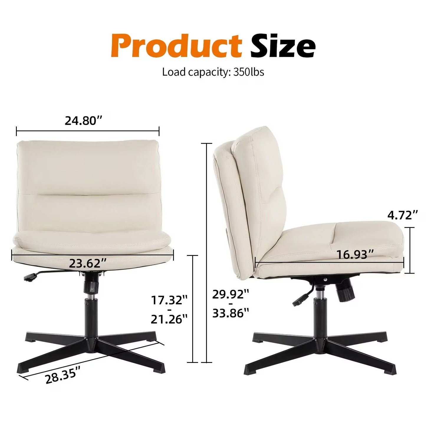 Stylish Contemporary Armless Swivel Desk Chair Home Office