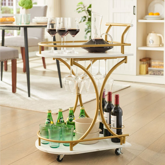 Stylish 2-Tier Bar Wine Cart