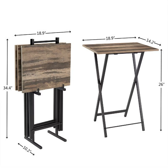 5 Piece Folding TV Tray Table Set