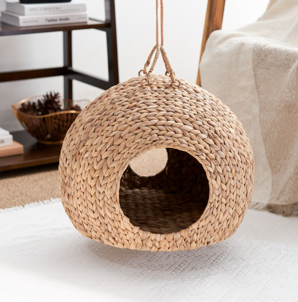 Woven Rattan Circular Small Pet Bed