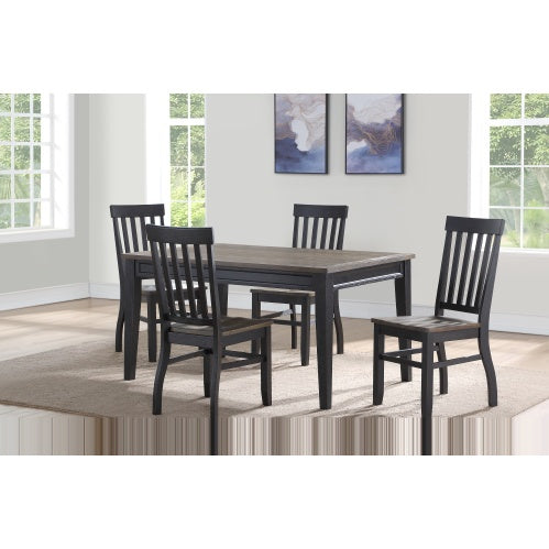 5pc Farmhouse Dining Set Two-Tone Finish, Cottage Style Table with Schoolhouse Chairs